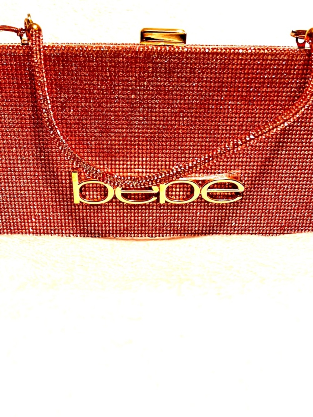 bebe pink Crystal Logo Evening Necklace